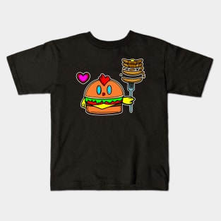 Pancake Breakfast Baby Chick Cheeseburger Kids T-Shirt